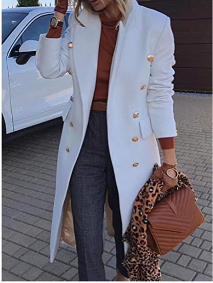 Dam Dubbelknappad Ullrock Medellång Polyester-5