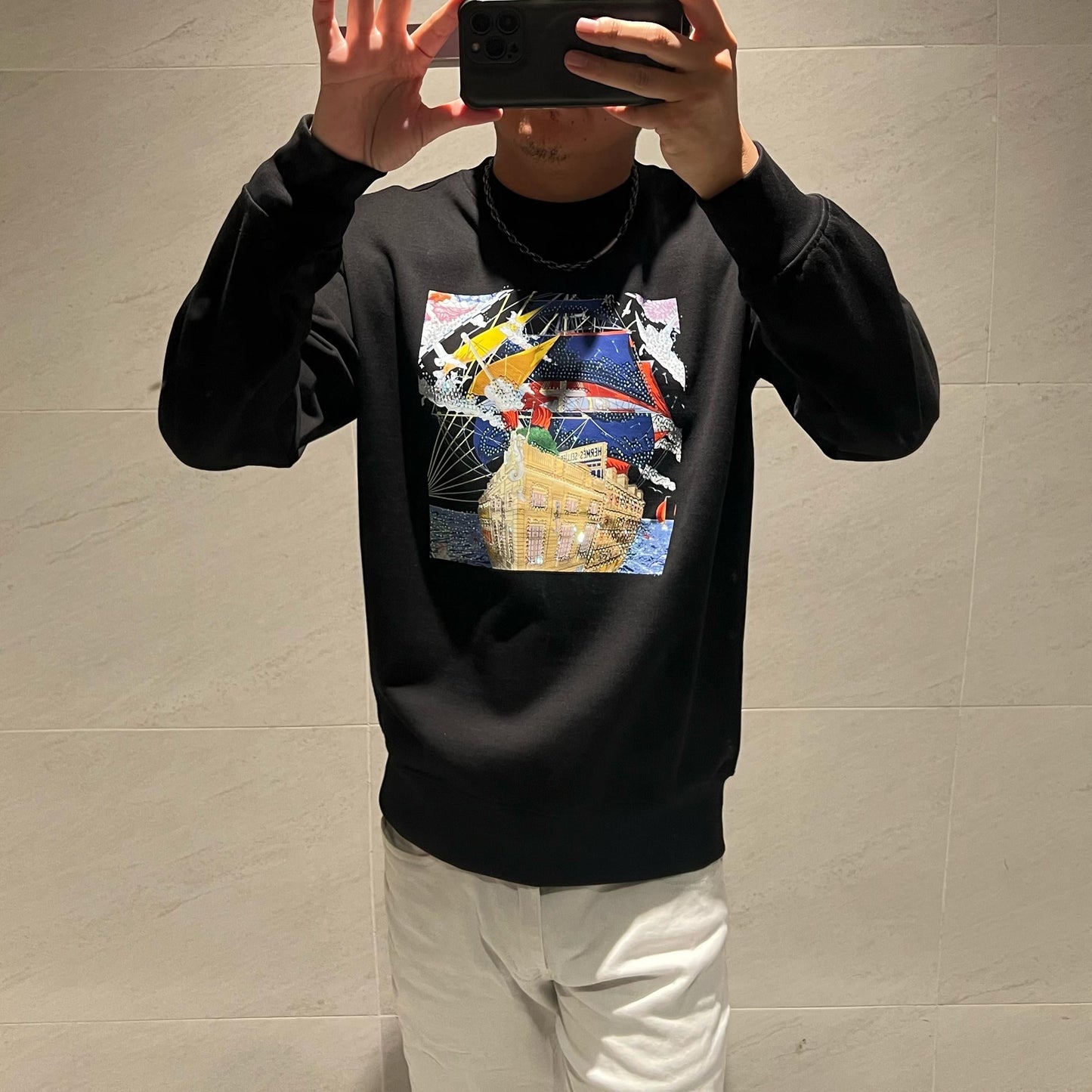 Herr Långärmad T-shirt Loose Fit 100% Bomull-1