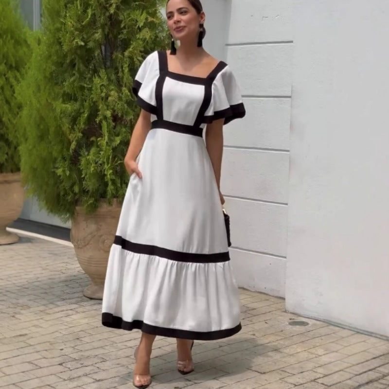 Kvinnors Lång Klänning Delad Smal Fit Spandex Polyester-1