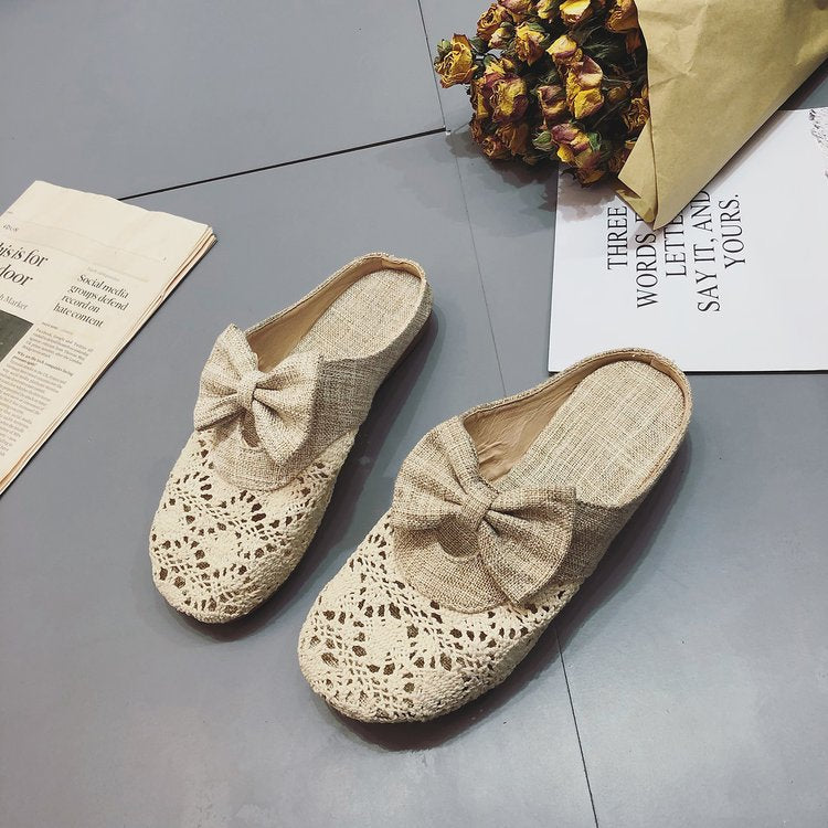 Dam Tofflor Blommigt Virkningsmönster med Slingdetalj Textil och Syntet-2