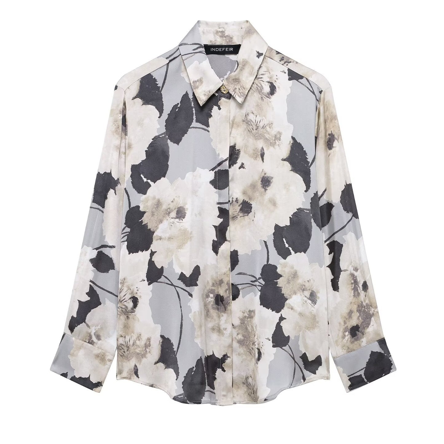 Kvinnors Kjol och Topp Set i Tryckt Satin, Midi Längd, Mjuk Spandex-1