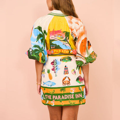 Kvinnors Klänning Tryckt Polo Krage Polyester-4