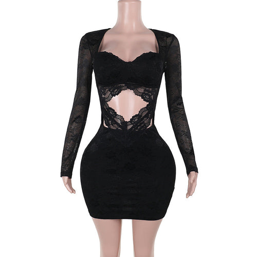 Transparent Spets Toppklänning för Kvinnor med Skulpturerad Silhuett och Elastiskt Midjeband – Perfekt för Fest och Romantik 1