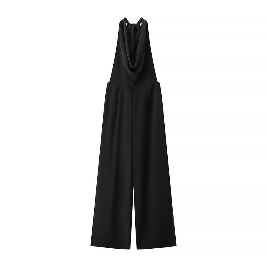 Dam Overall med V-ringning och Drapering – Mjuk Blandning med Sidofickor, Perfekt för Fest och Avslappning 7