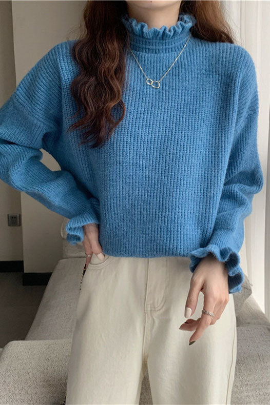 Dam Tröja Rufsad Halv Turtleneck Polyester 4