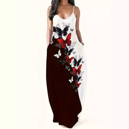 Fina Dam Klänningar Lång Utan Ärmar Digitaltryckt Polyester 5