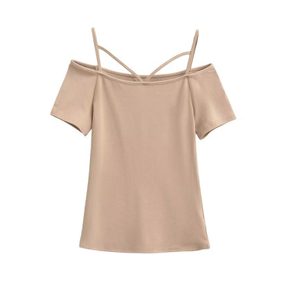 Kvinnors Off-Shoulder Topp i Mjuk och Lätt Tyg – Trendig Design för Sommarfester och Avslappnade Dagar 9