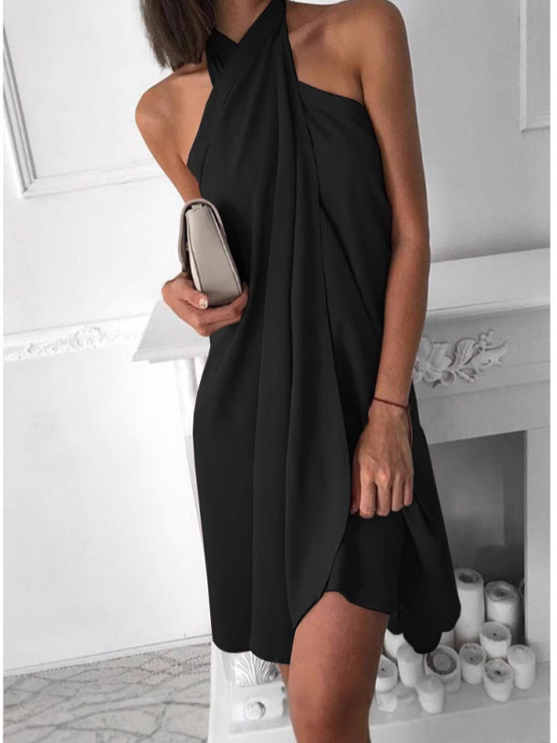 Damklänning Halter A-Line Midi Lätt Polyester-3