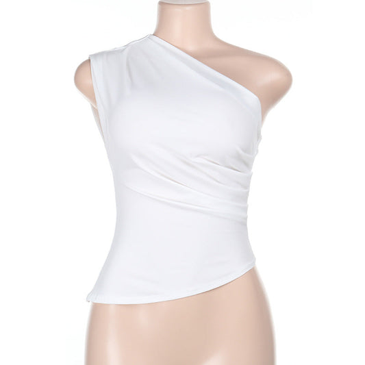 Dam Topp Asymmetrisk Wrap Design Högkvalitativt Tyg 1