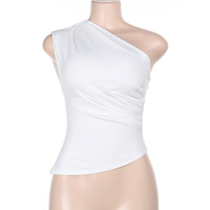 Dam Topp Asymmetrisk Wrap Design Högkvalitativt Tyg 7