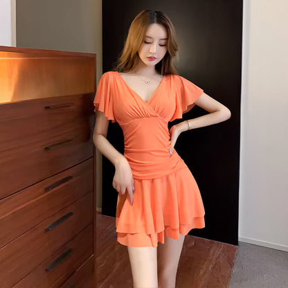 Variant image for Fina Dam Klänningar V-Neck Kort Ärmar Slim Fit Polyester-13