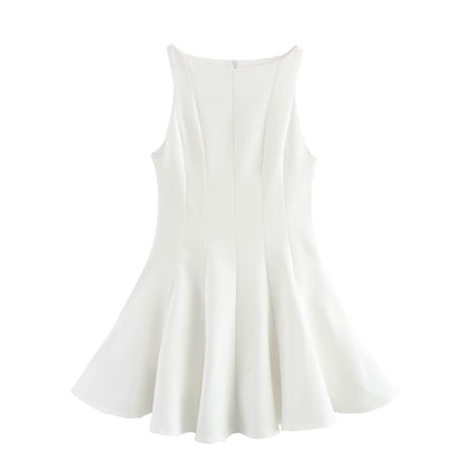 Dam Klänning A-Linjeformad Polyester Rund Hals för Sommarens Festligheter-3