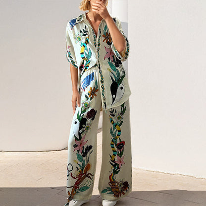 Dam Bred Benbyxor Elastiska Polyester Tvådelad Set-6