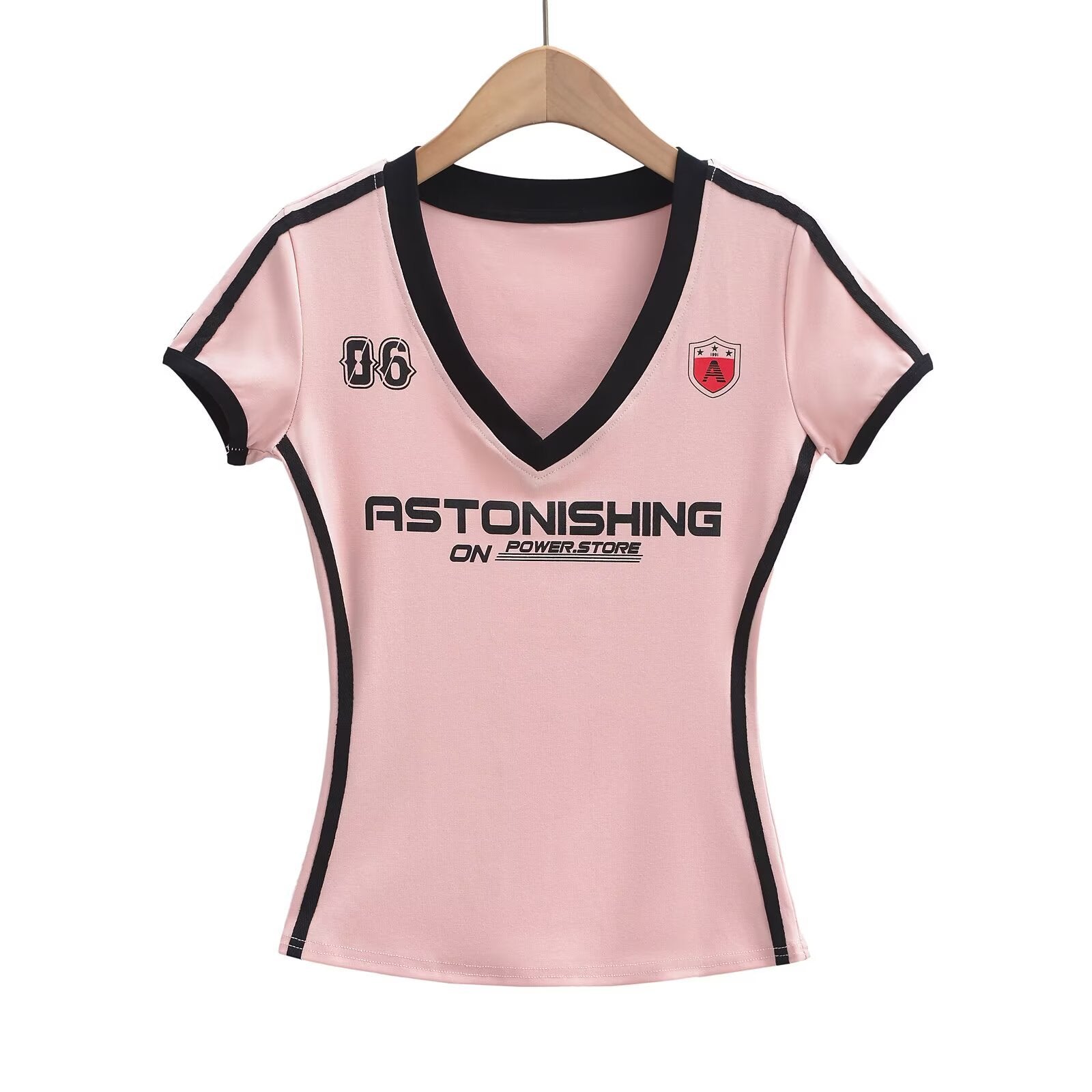 Kvinnors V-ringad T-shirt Trendigt Tryck Bomull-1