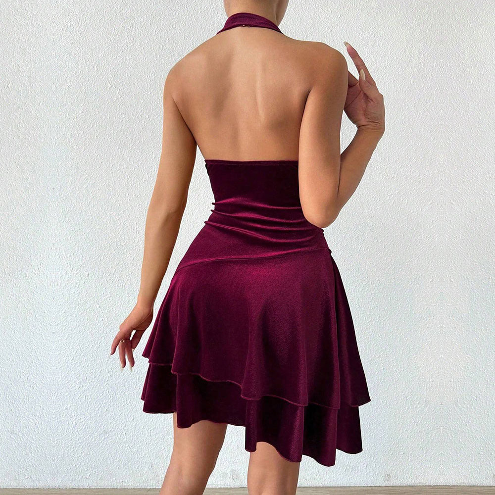 Kvinnors A-line Klänning med Ruffle Detalj Mjuk Elastisk Blandning-3