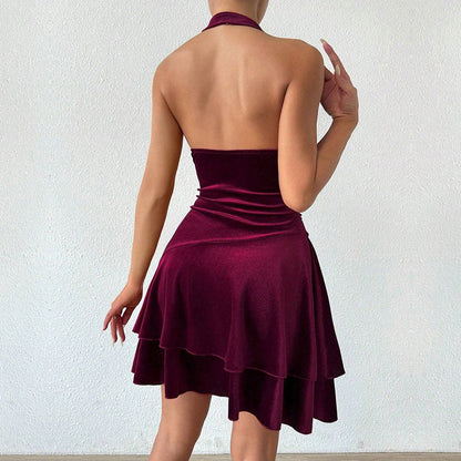 Kvinnors A-line Klänning med Ruffle Detalj Mjuk Elastisk Blandning-3