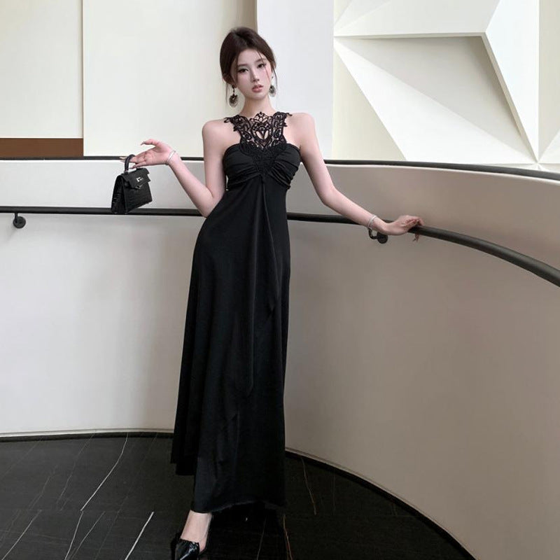 Dam Maxiklänning Stropplös Halter Polyester Elegant Öppen Bak-5