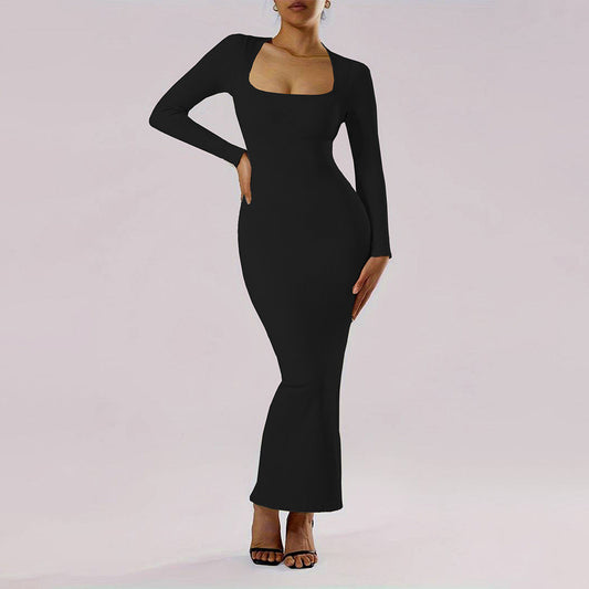 Damklänning Bodycon Lång Högkvalitativt Tyg-1