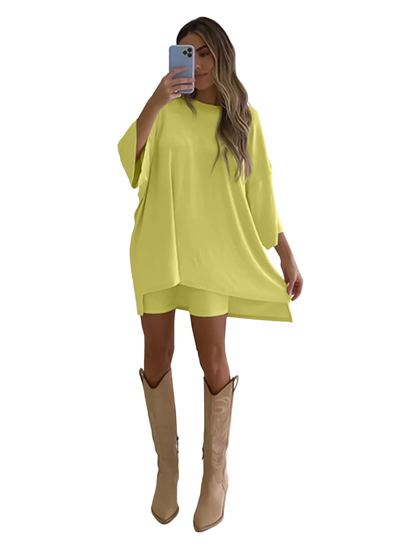 Variant image for Dam T Shirt Monokrom Smal Passform Trekvartsärmar 100% Bomull-25