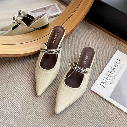 Kvinnor Slingback Skor Spetsig Tå Syntetiskt Material med Kedjedetalj-3