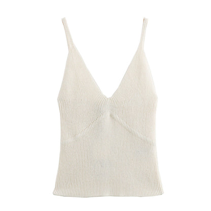 Dam Camisole V-ringning Figurnära Bomull-1