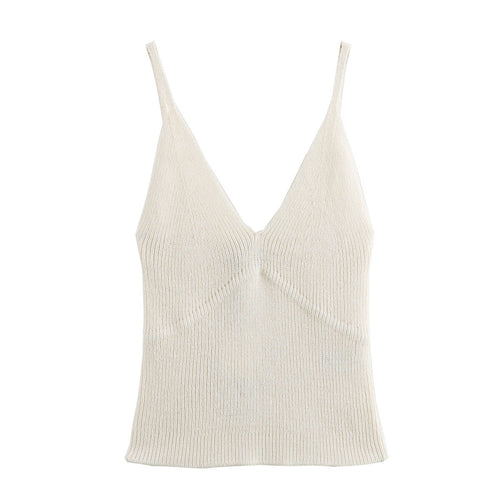 Dam Camisole V-ringning Figurnära Bomull-1