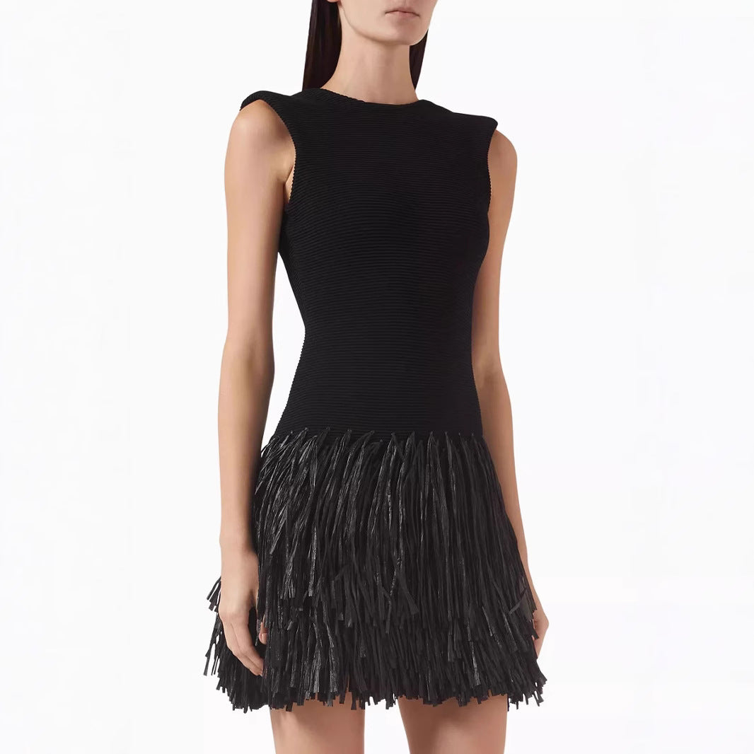 Fina Dam Klänningar Off-Shoulder A-linjeformad Polyester Midi med Fransar-4