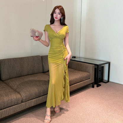 Variant image for Damklänning Delad Fransnätverk Design Polyester Elastan-1