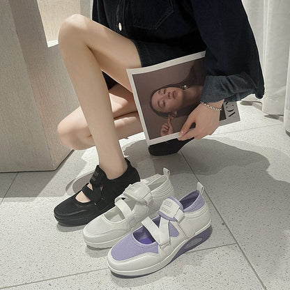 Kvinnor Sneakers Sportiga Kardborrfästen Andningsbara Syntetiska Material 3