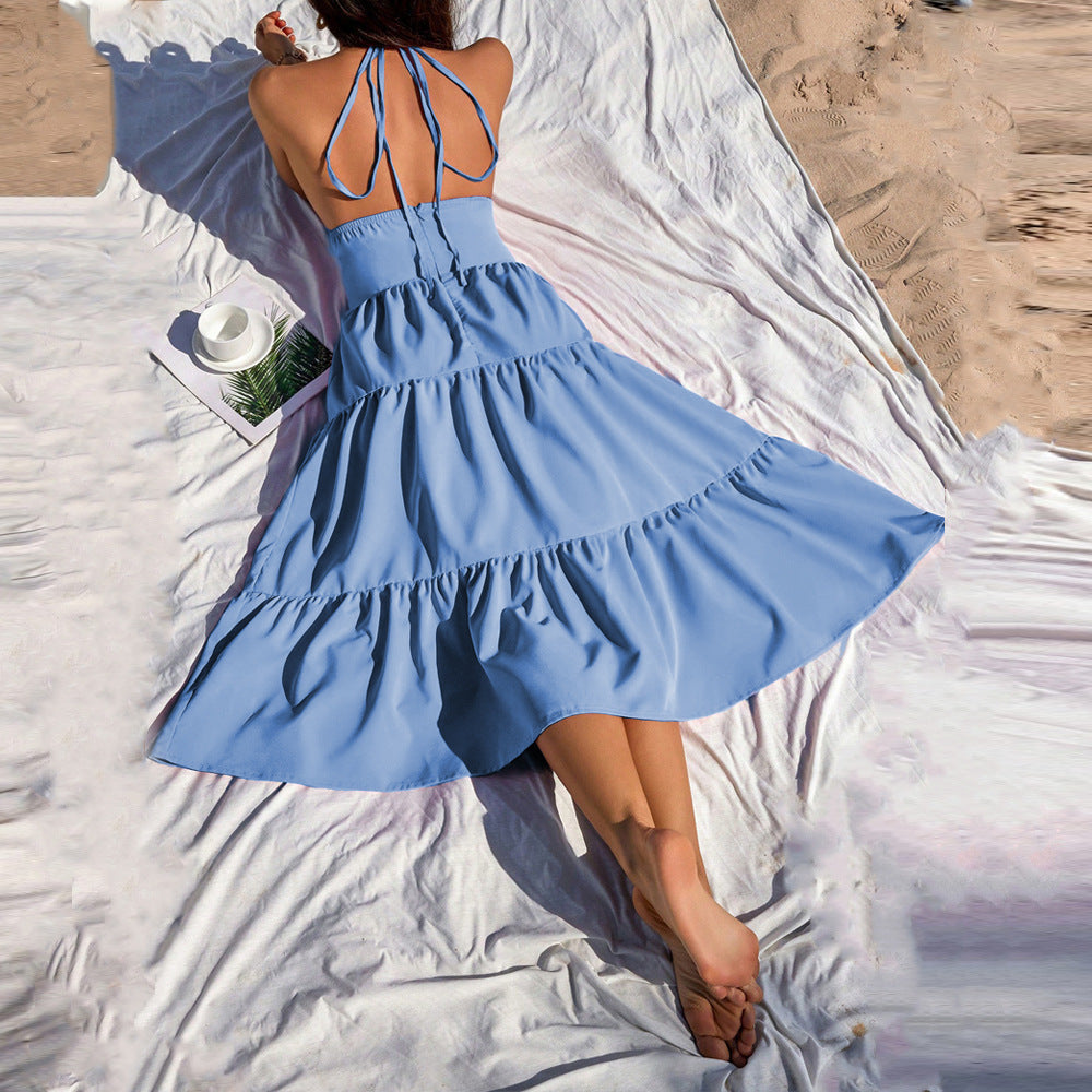 Dam Klänning Smal Passform V-ringad Lång Polyester-3