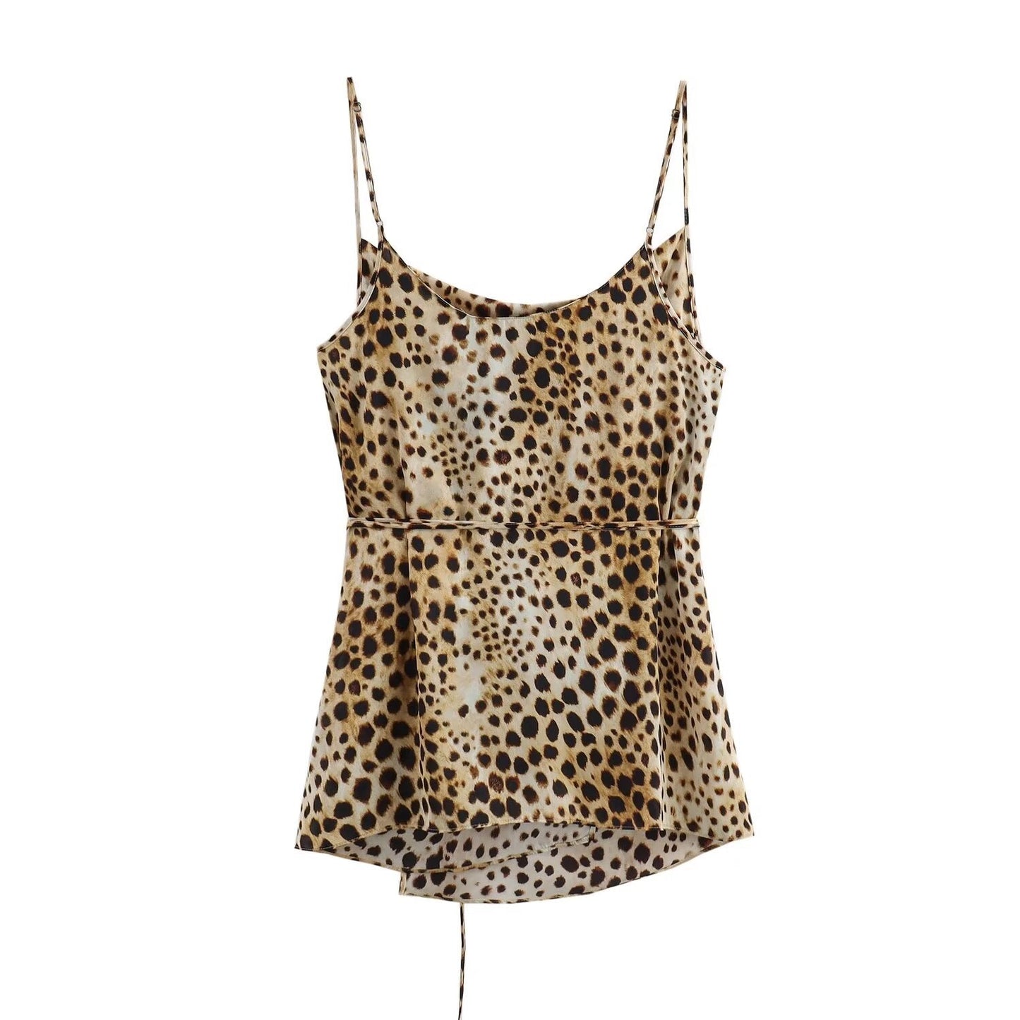 Dam Kamisol Topp och Långa Byxor Satin Djurtryck för Sommarkläder-3