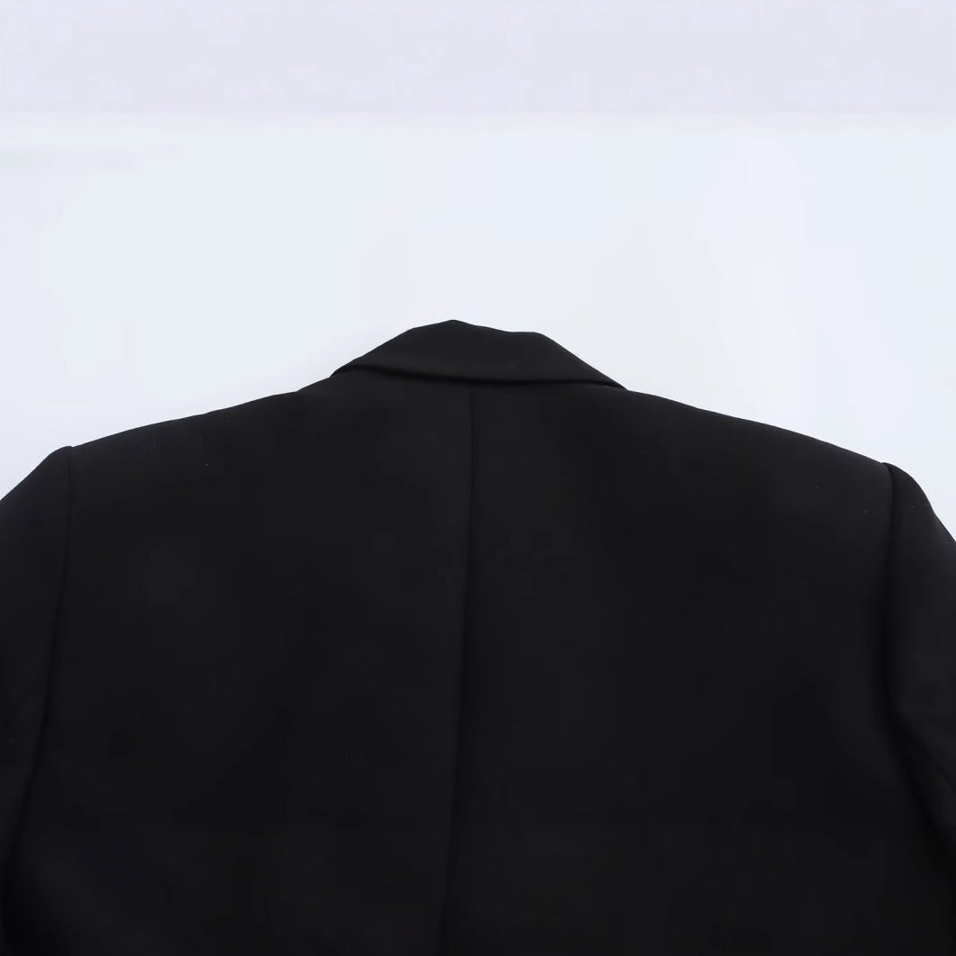 Dam Blazer Reverskrage Monokrom Högkvalitativt Tyg-4