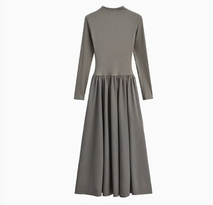 Långärmad Långklänning Fest med Flödande Kjol för Dam – Elegant Bomullsblandning för Speciella Tillfällen 8