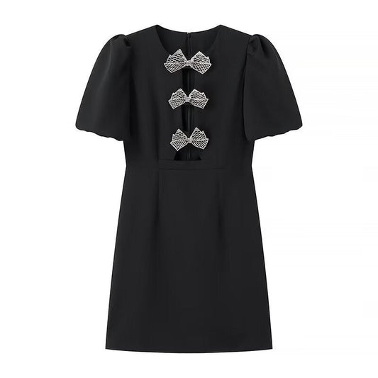 Aftonklänning med Puffärmar och Ergonomiskt Snitt i Högkvalitativt Tyg – Perfekt för Fester och Bröllop 1