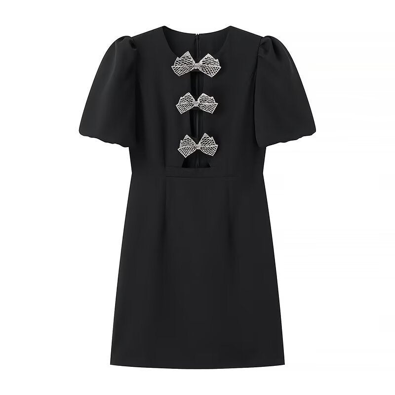 Aftonklänning med Puffärmar och Ergonomiskt Snitt i Högkvalitativt Tyg – Perfekt för Fester och Bröllop 6