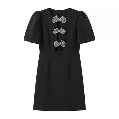 Aftonklänning med Puffärmar och Ergonomiskt Snitt i Högkvalitativt Tyg – Perfekt för Fester och Bröllop 6