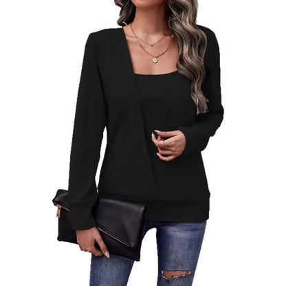 Dam Långärmad T-shirt Mjölk Silke Casual Elegant-4