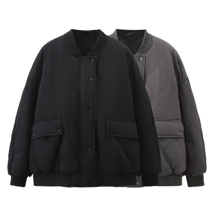 Damjacka Pilotjacka Casual Bomull Polyester Lösa Passform-3