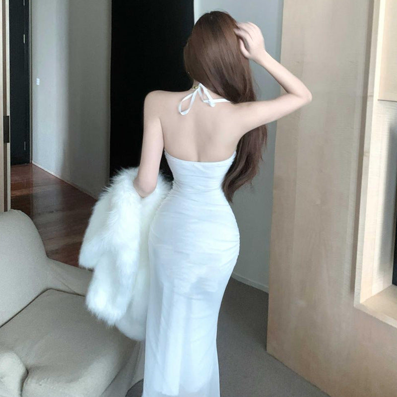 Kvinnors Halterneck Bodycon Klänning Öppen Rygg Polyester Elastan-5