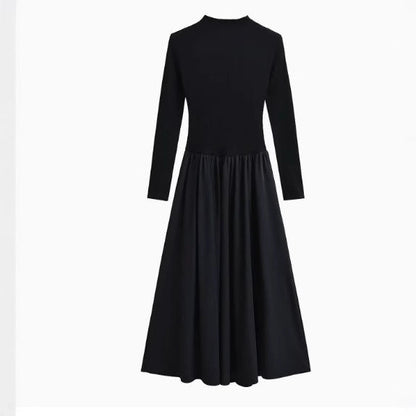 Långärmad Långklänning Fest med Flödande Kjol för Dam – Elegant Bomullsblandning för Speciella Tillfällen 4