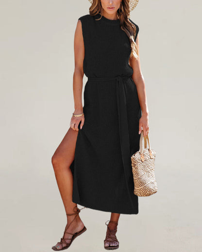 Kvinnors A-Line Klänning Utan Ärmar Stickad Akryl-3