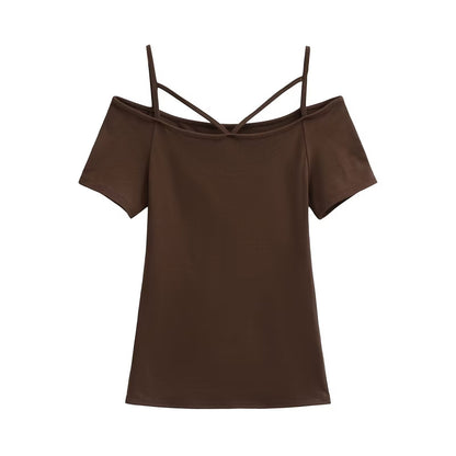 Kvinnors Off-Shoulder Topp i Mjuk och Lätt Tyg – Trendig Design för Sommarfester och Avslappnade Dagar 10
