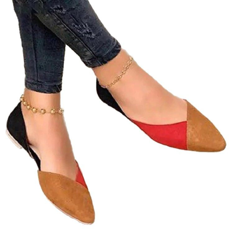 Ballerina Schuhe für Frauen mit Spitzem Zeh und Farbblockdesign – Komfortable Mokassins aus Wildleder und Stoff, Größe 36-41 6