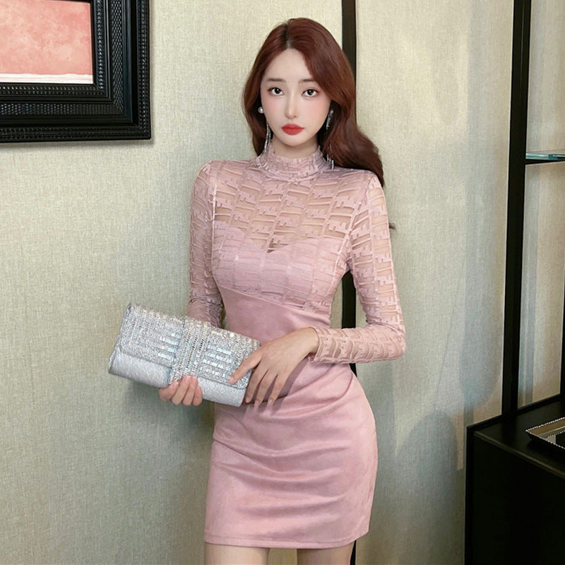 Kvinnors Bodycon Klänning Slim Fit Patchwork Polyester Elastan-4