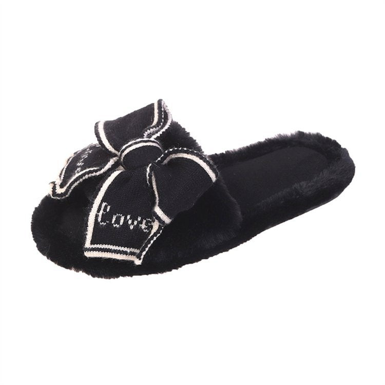 Dam Tofflor Fluffiga Plysch med Dekorativa Slingdetaljer 6