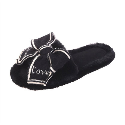 Dam Tofflor Fluffiga Plysch med Dekorativa Slingdetaljer 6