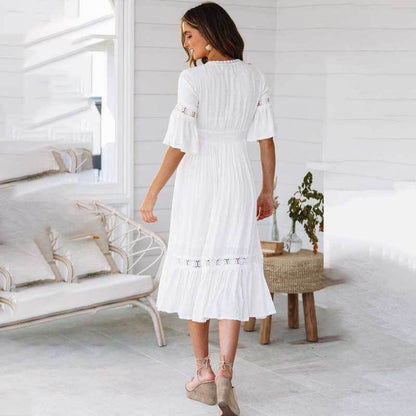 Dam Klänning Lång Tre Fjärdedel Ärmar Polyester Elegant Stilfull-5