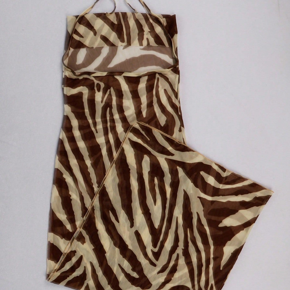 Maxiklänning Dam Zebramönster Hög Slits Polyester 5