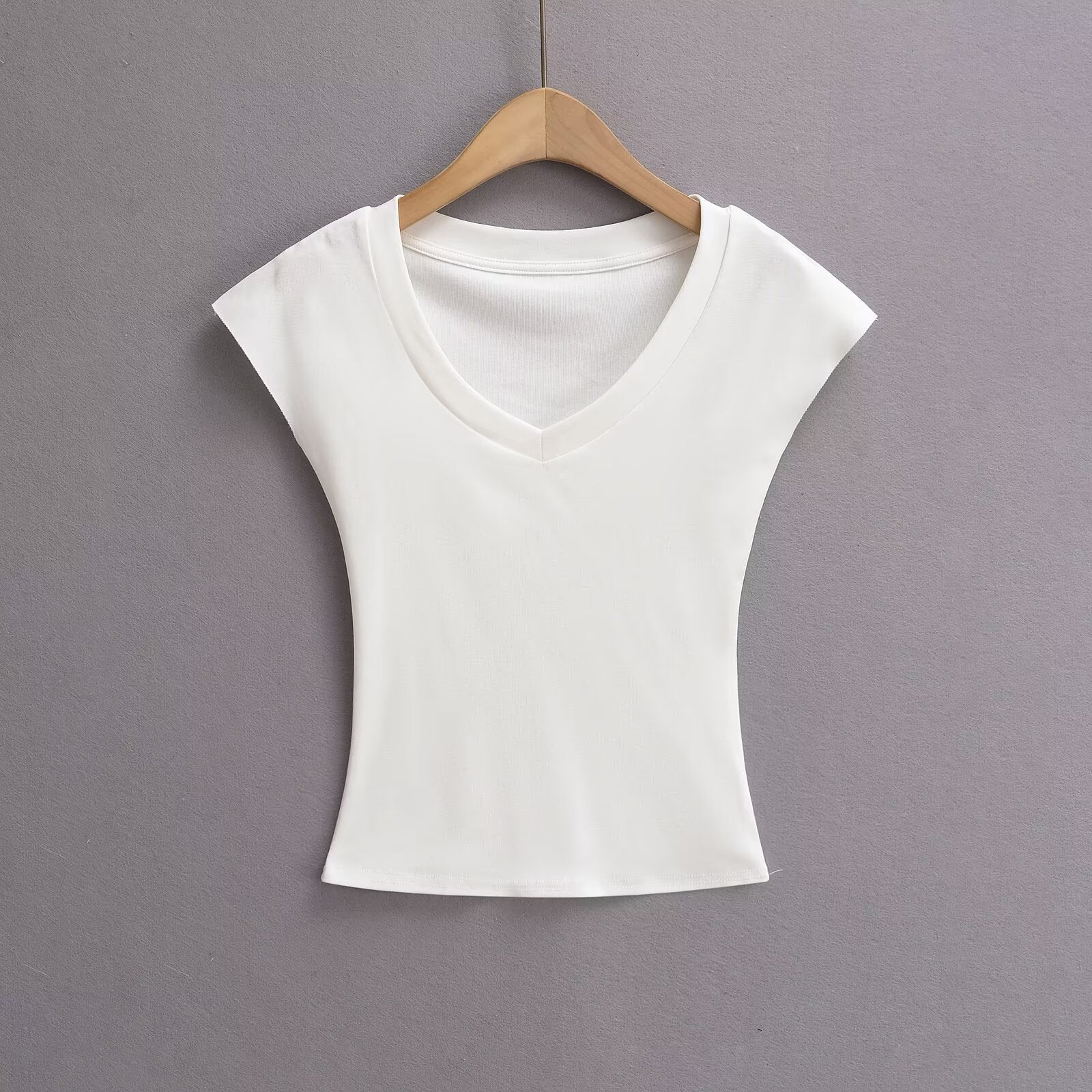 Kvinnors T-shirt V-hals Modern Snitt 100% Bomull 6