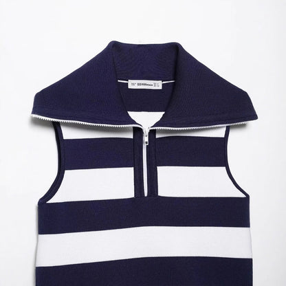 Kvinnors Klänning Chic Krage Ränder Stretchigt Tyg 3